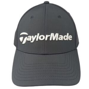 TaylorMade Baseball Cap Gray White XL Fitted A-FLEX Hat Embroidered Golf Logo